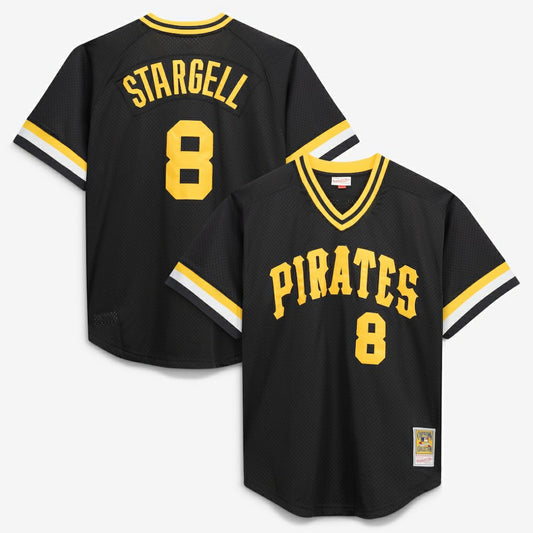 Willie Stargell Pittsburgh Pirates Mitchell & Ness Cooperstown Collection Big & Tall Mesh Batting Practice Jersey - Black | MLB Jerseys