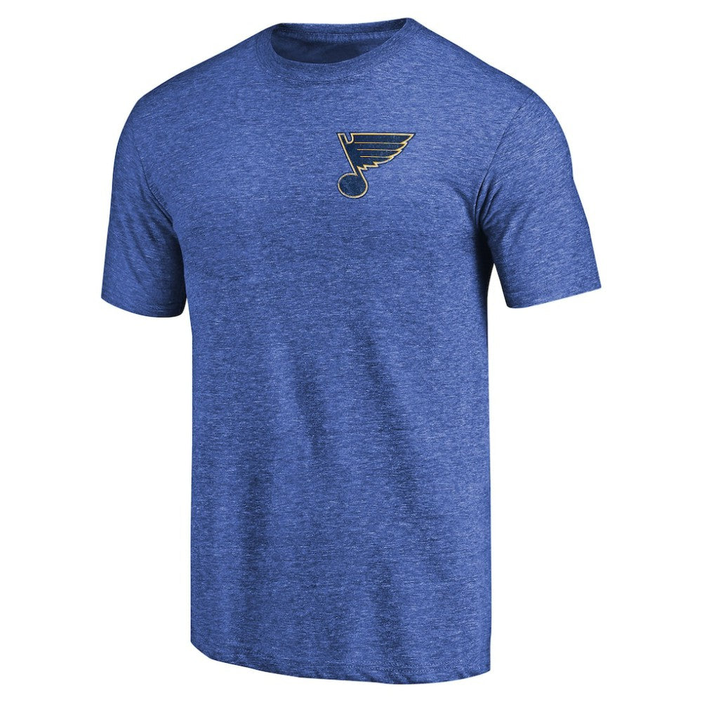 St. Louis Blues - Primary Logo Left Chest Distressed Tri-Blend T-Shirt Heathered Blue