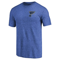 St. Louis Blues - Primary Logo Left Chest Distressed Tri-Blend T-Shirt Heathered Blue