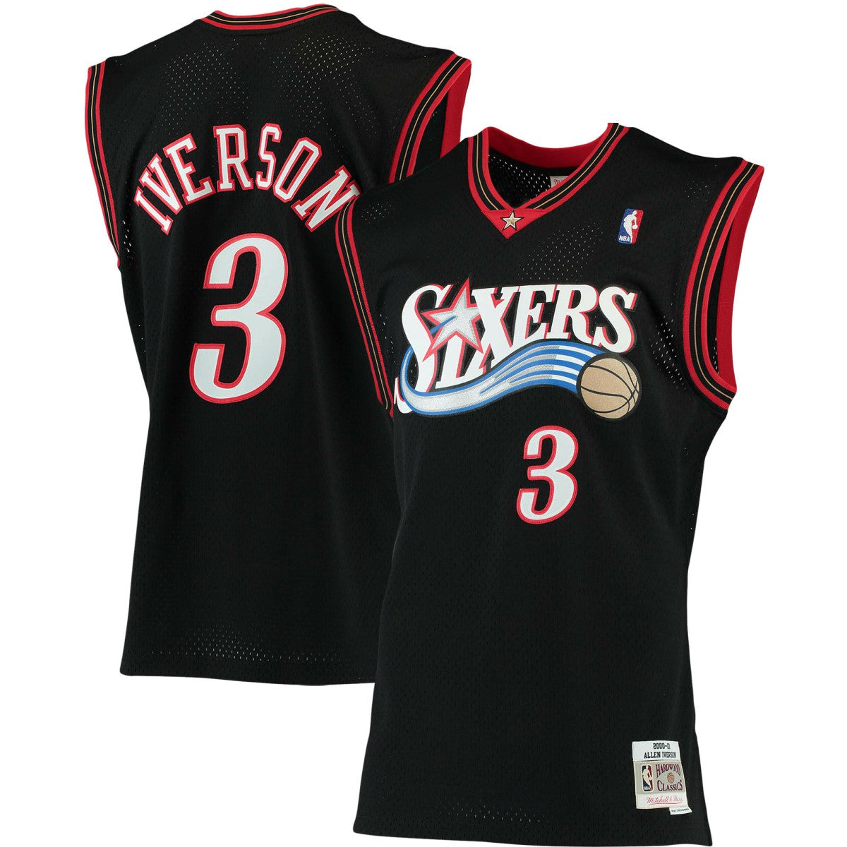 Allen Iverson Philadelphia 76ers 2000/01 Big & Tall Hardwood Classics Swingman Jersey - Black | NBA Jerseys