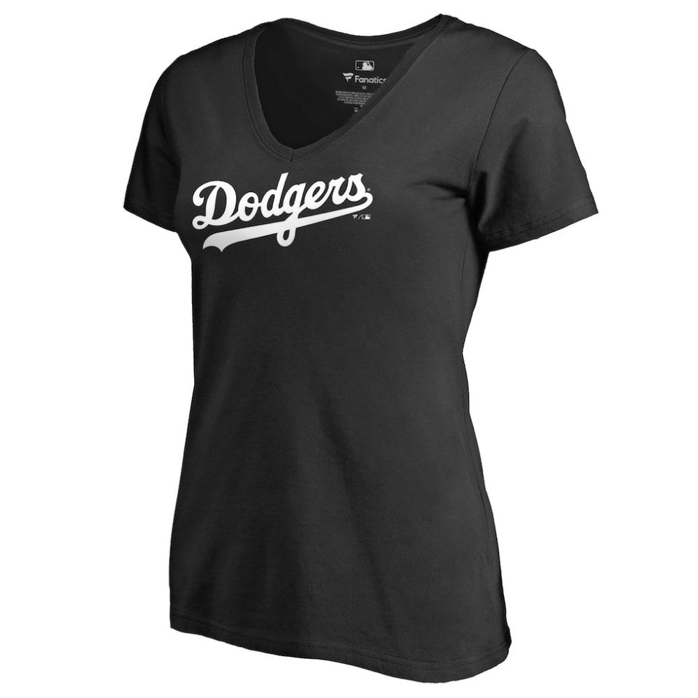 Los Angeles Dodgers Women's Team Wordmark V-Neck T-Shirt Clearance