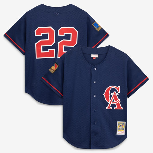 Bo Jackson California Angels Mitchell & Ness Cooperstown Collection Mesh Batting Practice Button-Up Jersey - Navy | MLB Jerseys