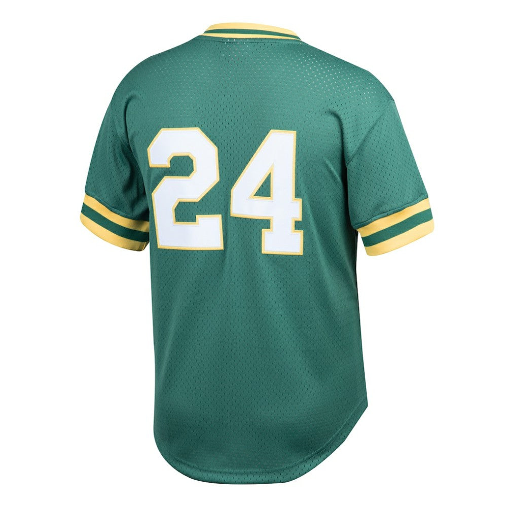 Rickey Henderson Athletics Mitchell & Ness Youth Cooperstown Collection Mesh Batting Practice Jersey Sale