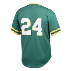 Rickey Henderson Athletics Mitchell & Ness Youth Cooperstown Collection Mesh Batting Practice Jersey Sale