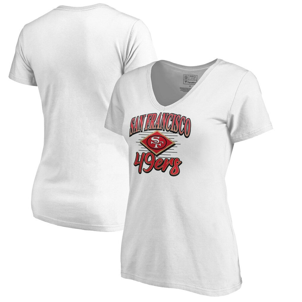 San Francisco 49ers Women's Artifact V-Neck T-Shirt White - NFL