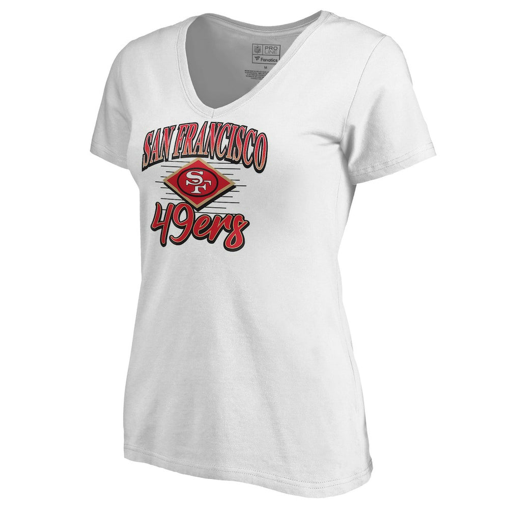 San Francisco 49ers Women's Artifact V-Neck T-Shirt White - NFL