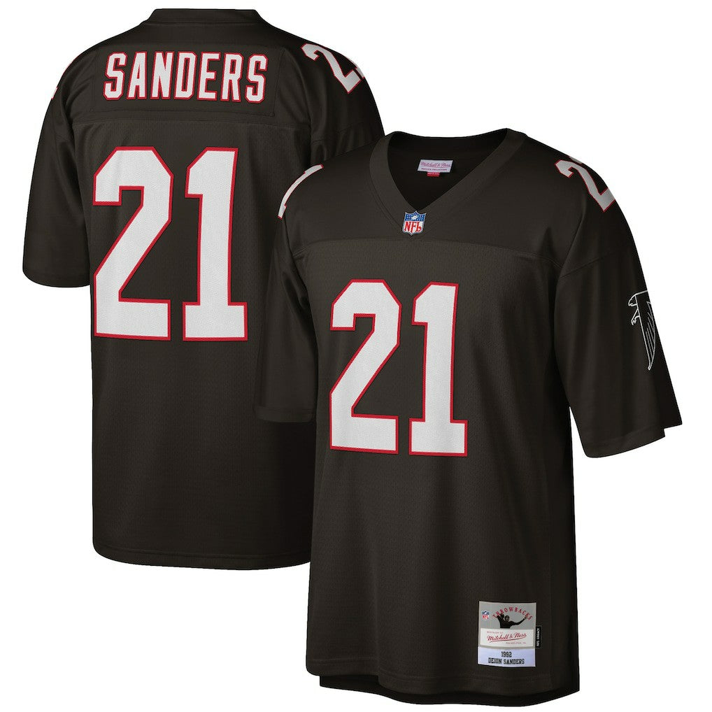 Deion Sanders Atlanta Falcons Big & Tall 1992 Retired Player Replica Jersey Black - Mitchell & Ness
