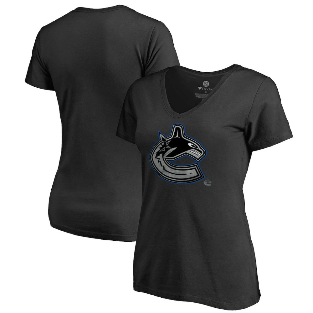 Vancouver Canucks - Women's Core Smoke V-Neck T-Shirt Black