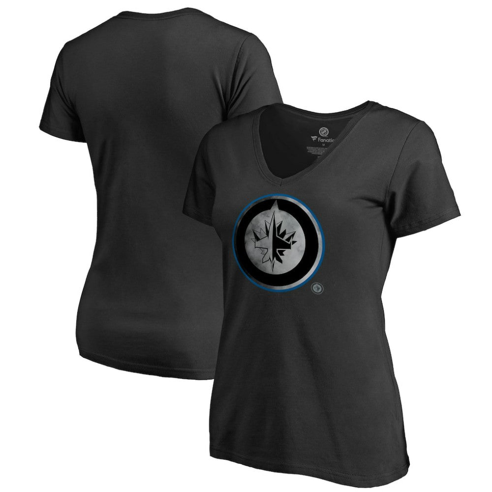 Winnipeg Jets - Women's Core Smoke V-Neck T-Shirt Black