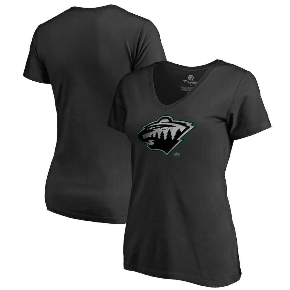 Minnesota Wild - Women's Core Smoke V-Neck T-Shirt Black