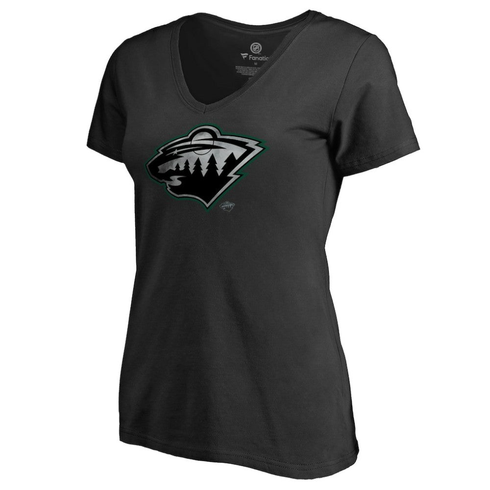 Minnesota Wild - Women's Core Smoke V-Neck T-Shirt Black