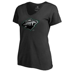 Minnesota Wild - Women's Core Smoke V-Neck T-Shirt Black