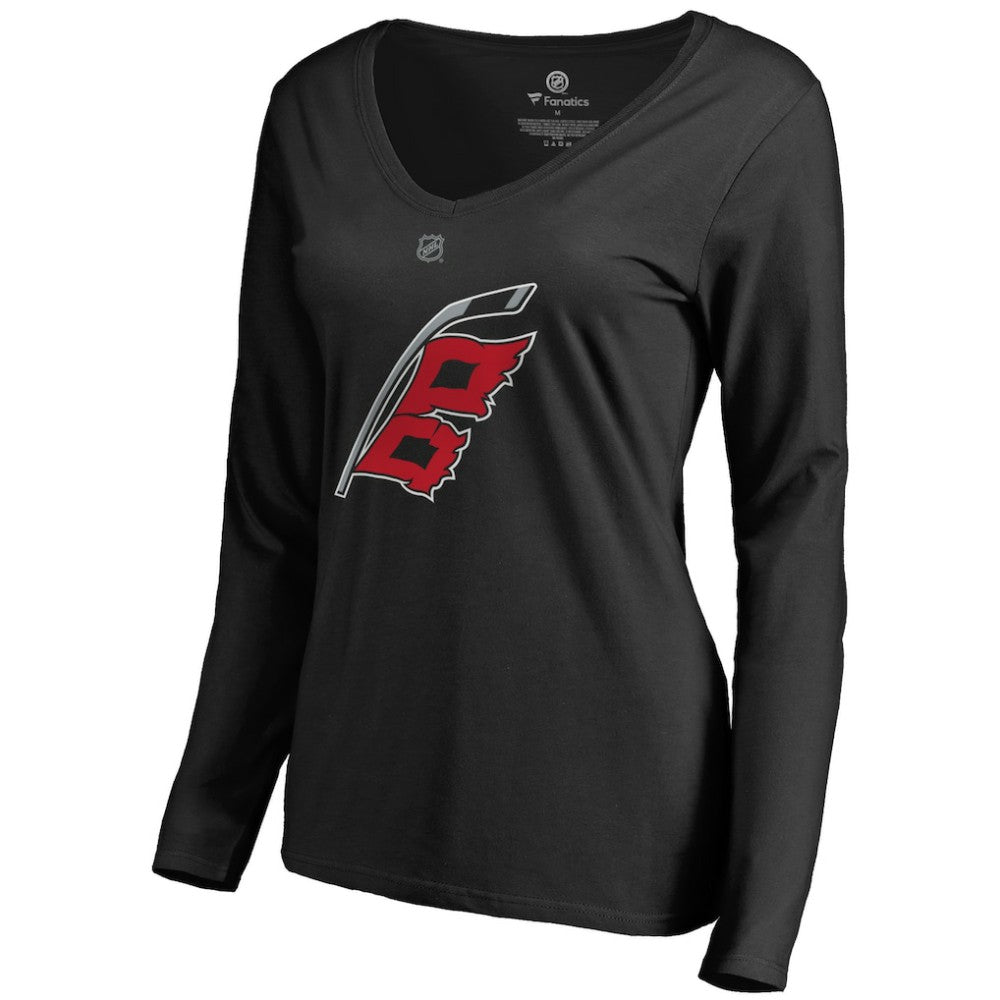 Carolina Hurricanes - Women's Team Alternate Long Sleeve V-Neck T-Shirt Black