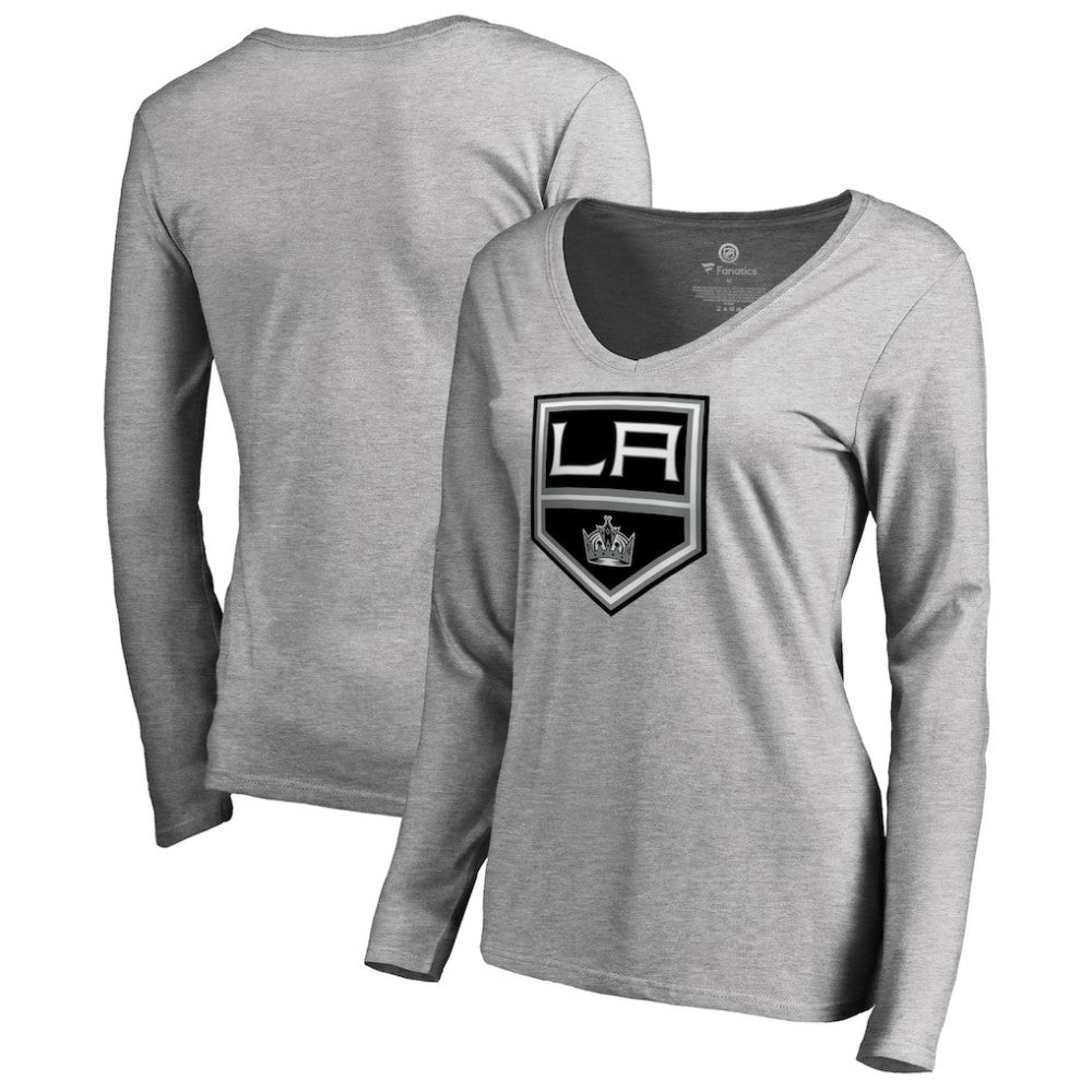 Los Angeles Kings - Women's Team Alternate Long Sleeve V-Neck T-Shirt Heather Gray