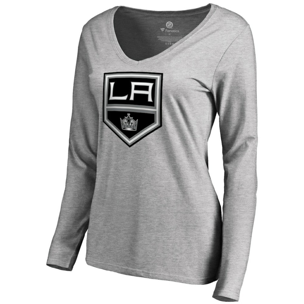 Los Angeles Kings - Women's Team Alternate Long Sleeve V-Neck T-Shirt Heather Gray
