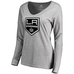 Los Angeles Kings - Women's Team Alternate Long Sleeve V-Neck T-Shirt Heather Gray