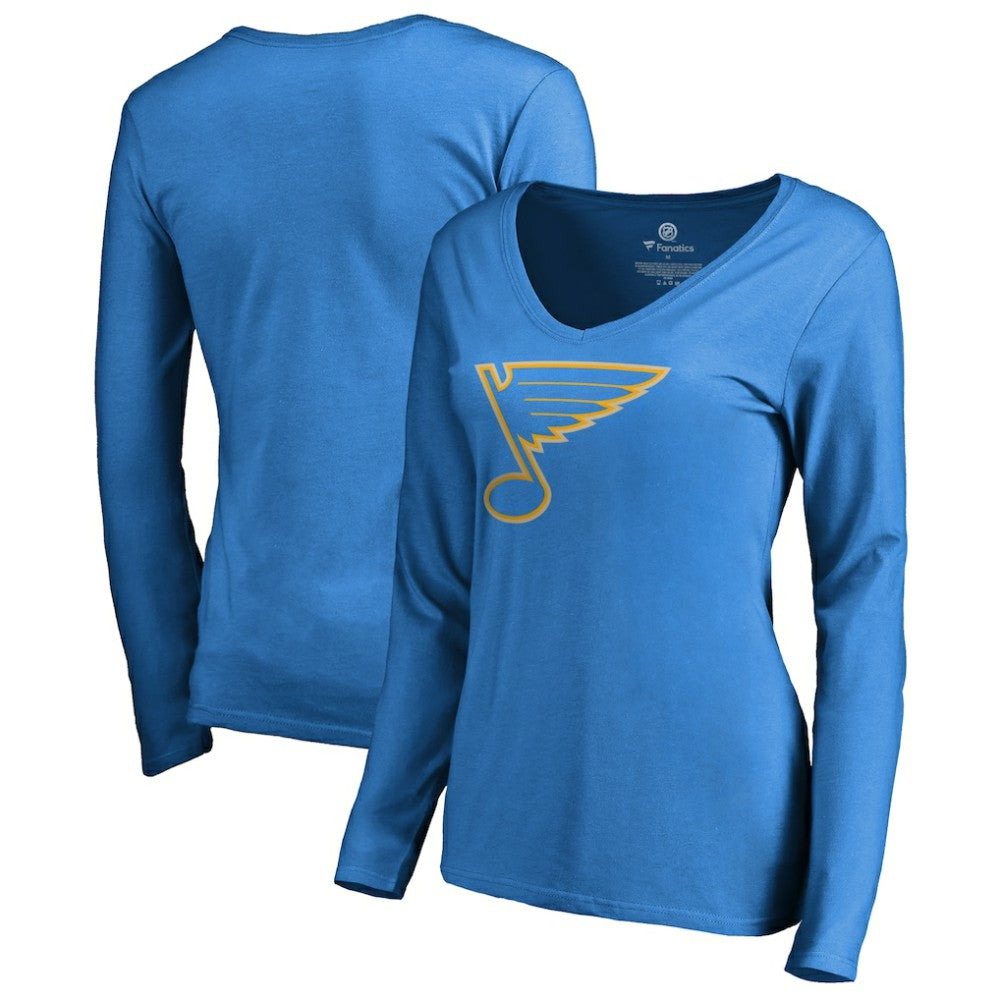St. Louis Blues - Women's Team Alternate Long Sleeve V-Neck T-Shirt Blue