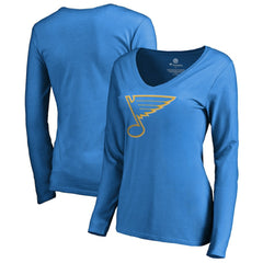 St. Louis Blues - Women's Team Alternate Long Sleeve V-Neck T-Shirt Blue