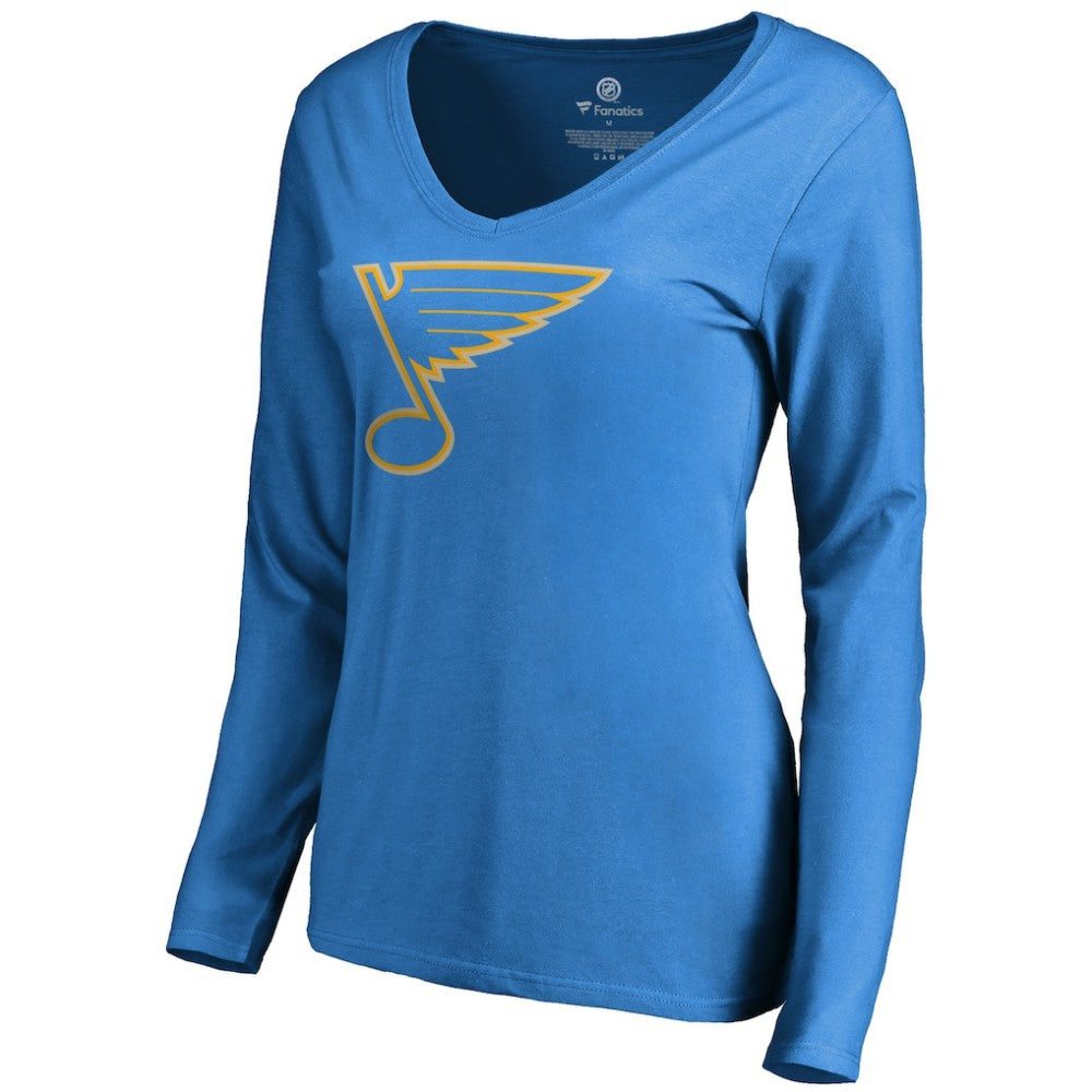 St. Louis Blues - Women's Team Alternate Long Sleeve V-Neck T-Shirt Blue