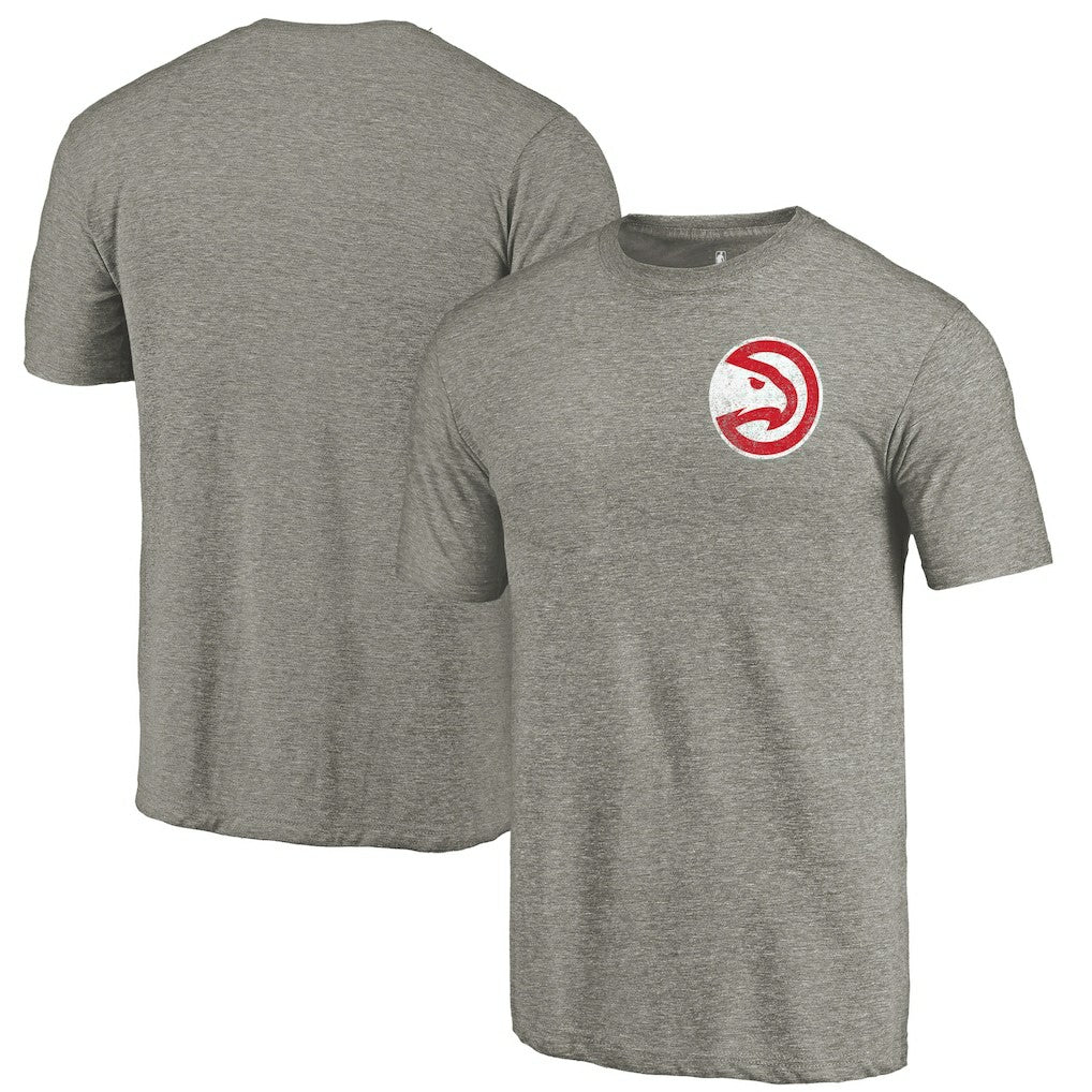 NBA - Atlanta Hawks Primary Logo Left Chest Distressed Tri-Blend T-Shirt - Gray
