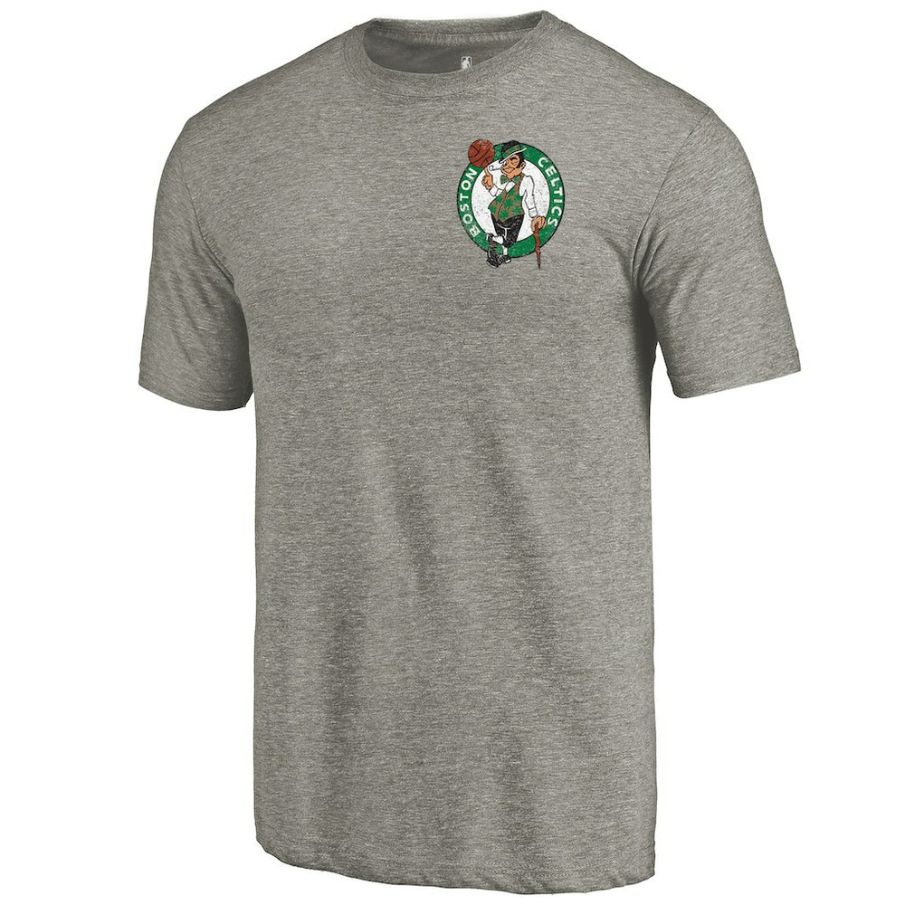 NBA - Boston Celtics Primary Logo Left Chest Distressed Tri-Blend T-Shirt - Gray