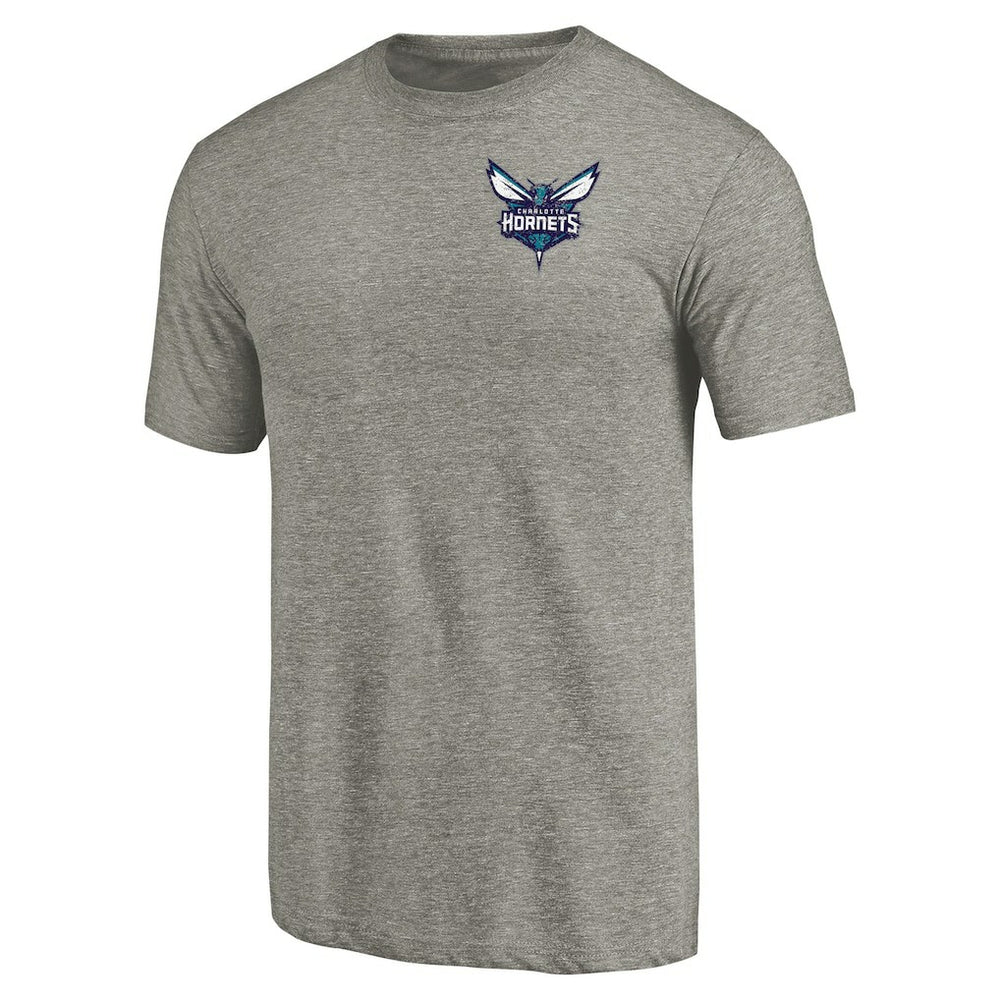 NBA - Charlotte Hornets Primary Logo Left Chest Distressed Tri-Blend T-Shirt - Gray