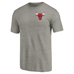 NBA - Chicago Bulls Primary Logo Left Chest Distressed Tri-Blend T-Shirt - Gray