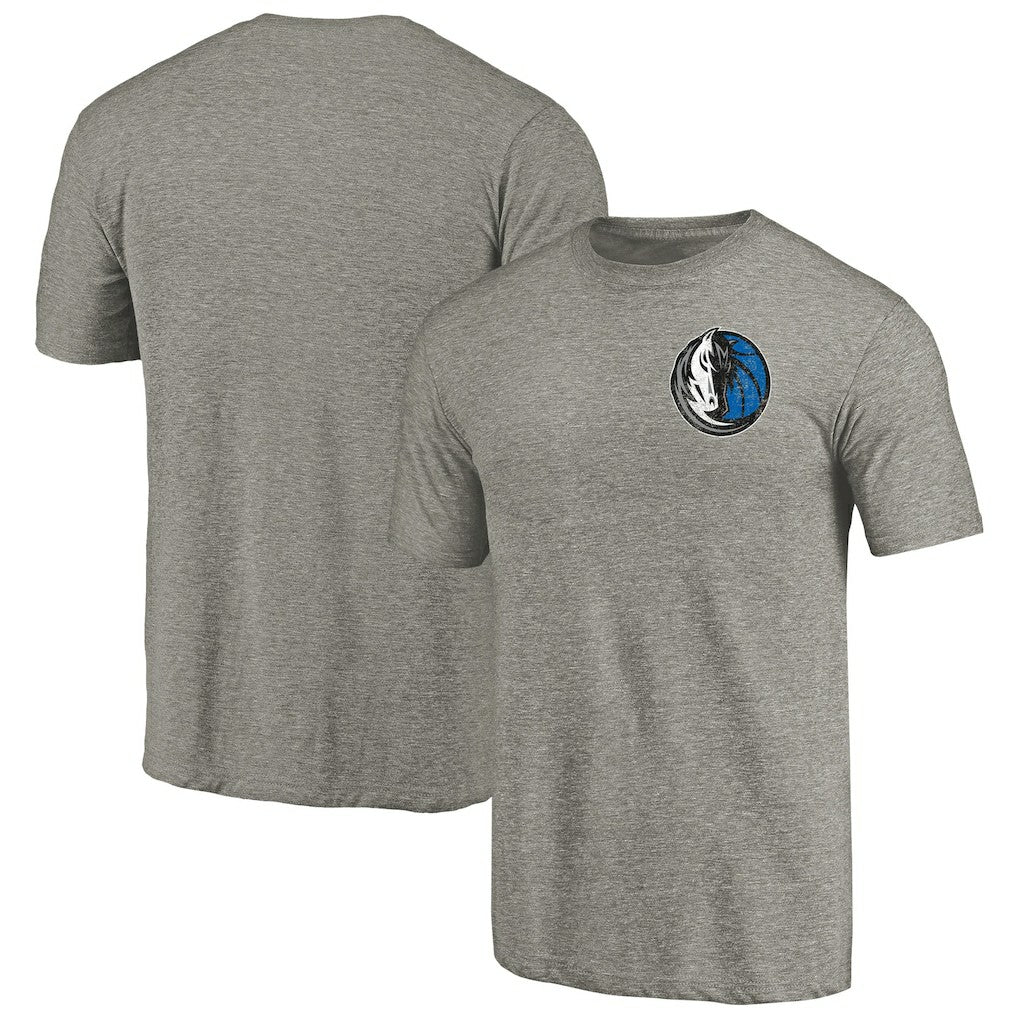 NBA - Dallas Mavericks Primary Logo Left Chest Distressed Tri-Blend T-Shirt - Gray