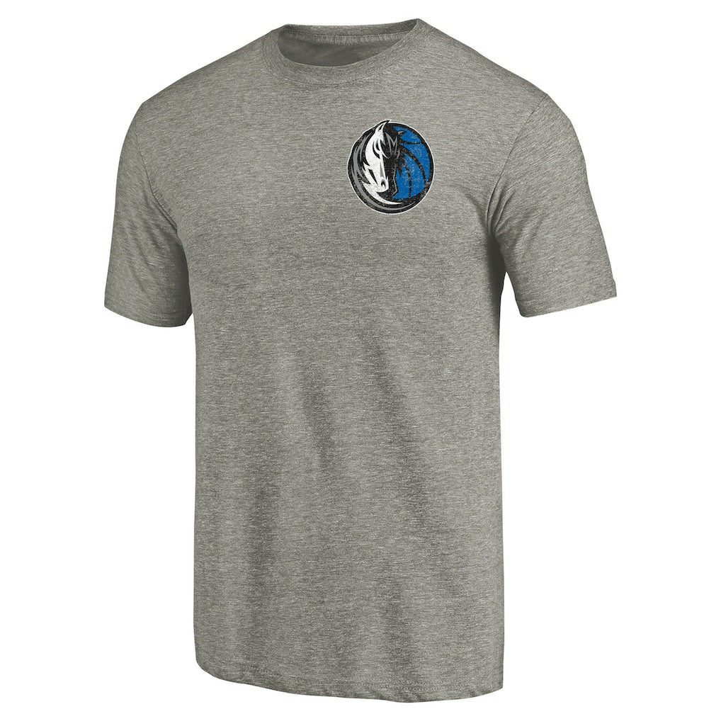 NBA - Dallas Mavericks Primary Logo Left Chest Distressed Tri-Blend T-Shirt - Gray