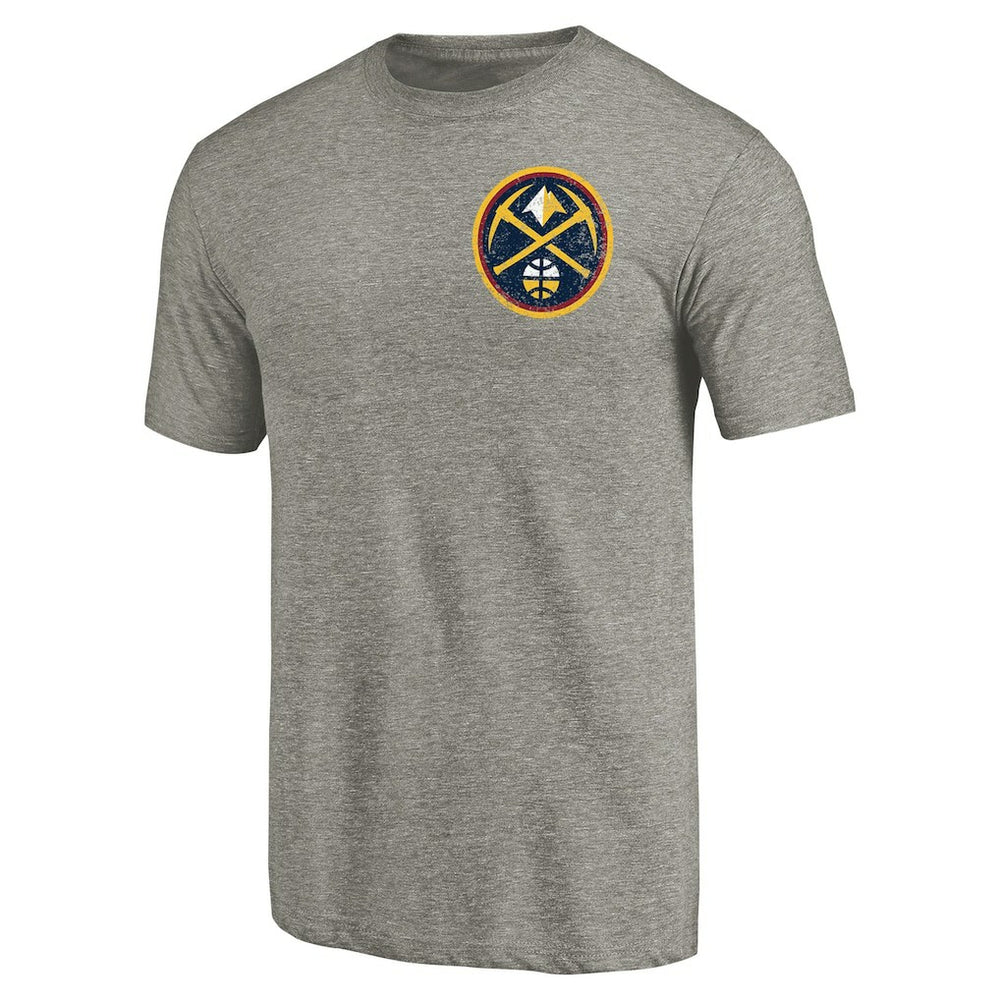 NBA - Denver Nuggets Primary Logo Left Chest Distressed Tri-Blend T-Shirt - Gray