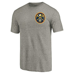 NBA - Denver Nuggets Primary Logo Left Chest Distressed Tri-Blend T-Shirt - Gray