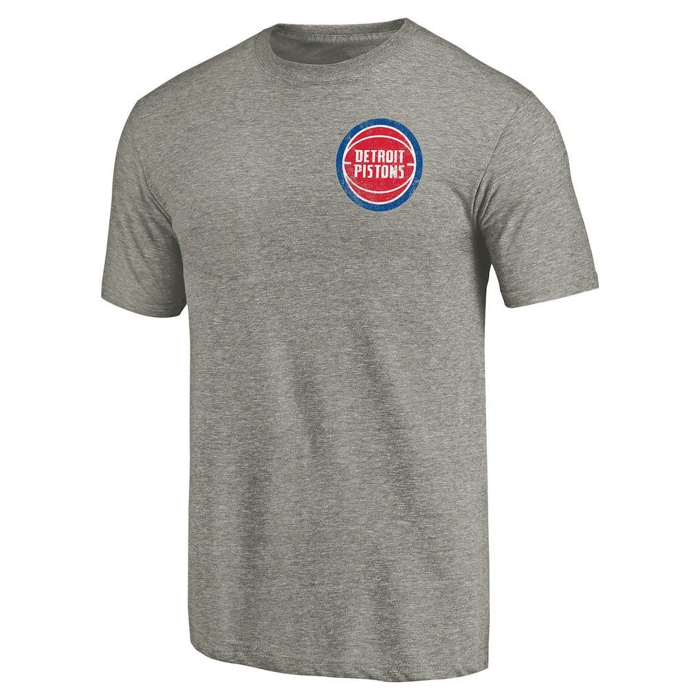 NBA - Detroit Pistons Primary Logo Left Chest Distressed Tri-Blend T-Shirt - Gray