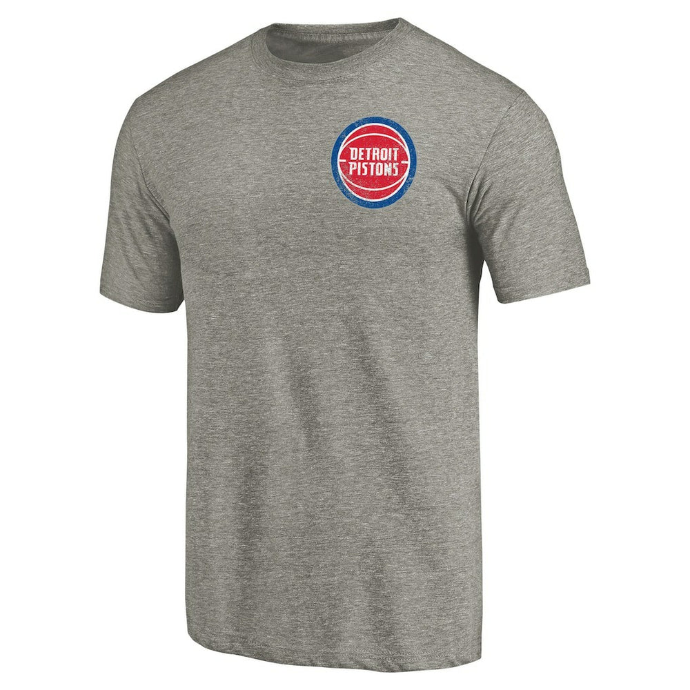 NBA - Detroit Pistons Primary Logo Left Chest Distressed Tri-Blend T-Shirt - Gray