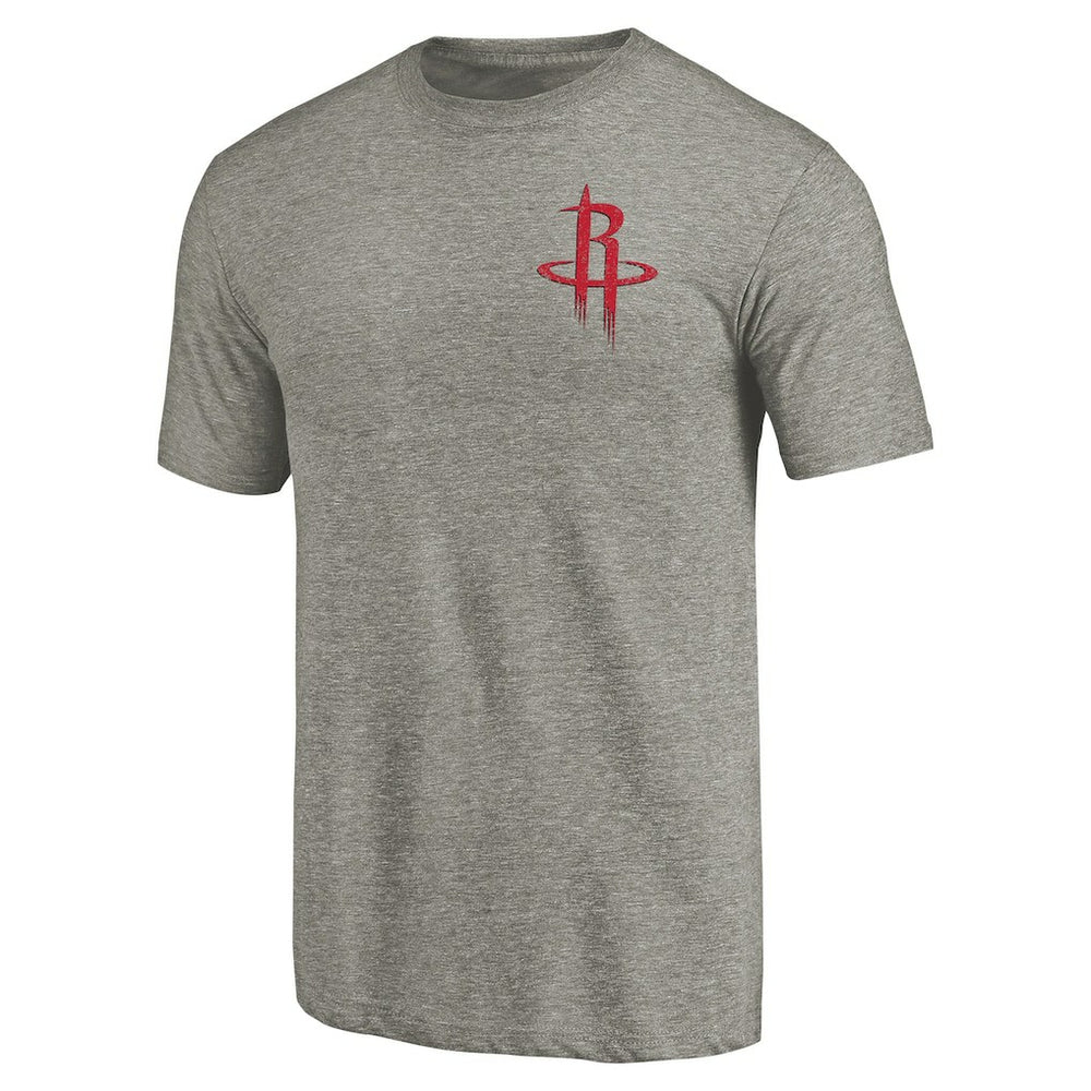 NBA - Houston Rockets Primary Logo Left Chest Distressed Tri-Blend T-Shirt - Gray