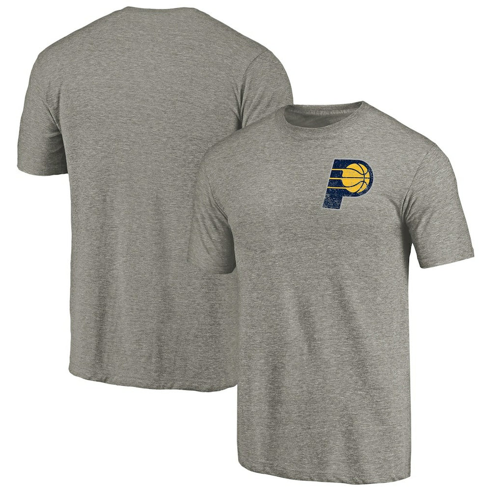 NBA - Indiana Pacers Primary Logo Left Chest Distressed Tri-Blend T-Shirt - Gray