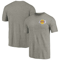 NBA - Los Angeles Lakers Primary Logo Left Chest Distressed Tri-Blend T-Shirt - Gray