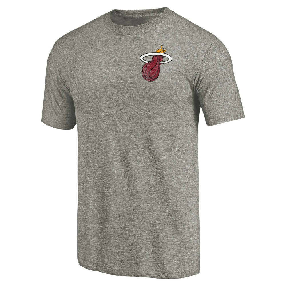 NBA - Miami Heat Primary Logo Left Chest Distressed Tri-Blend T-Shirt - Gray