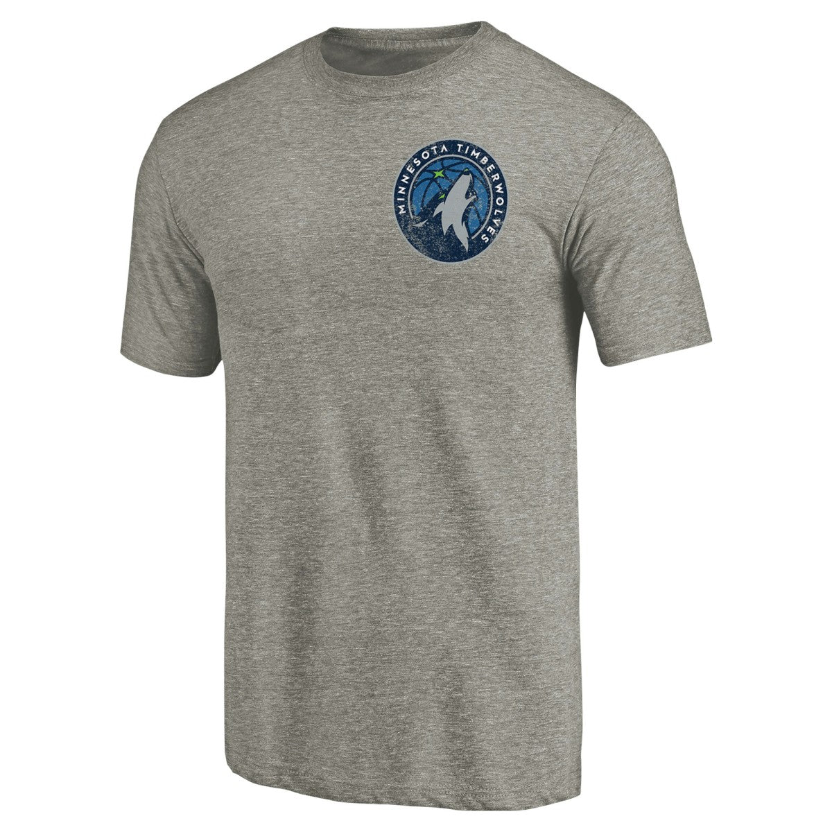 NBA - Minnesota Timberwolves Primary Logo Left Chest Distressed Tri-Blend T-Shirt - Gray