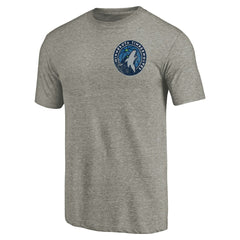 NBA - Minnesota Timberwolves Primary Logo Left Chest Distressed Tri-Blend T-Shirt - Gray