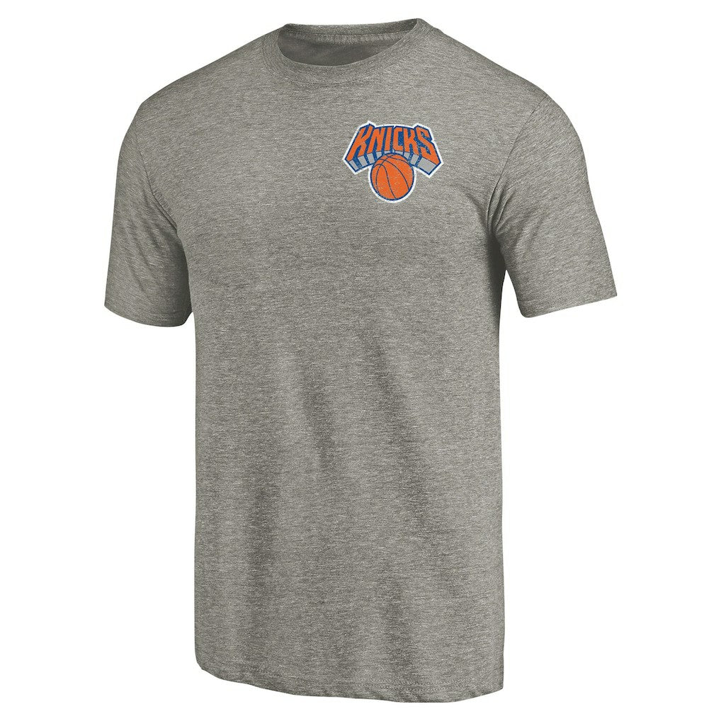 NBA - New York Knicks Primary Logo Left Chest Distressed Tri-Blend T-Shirt - Gray