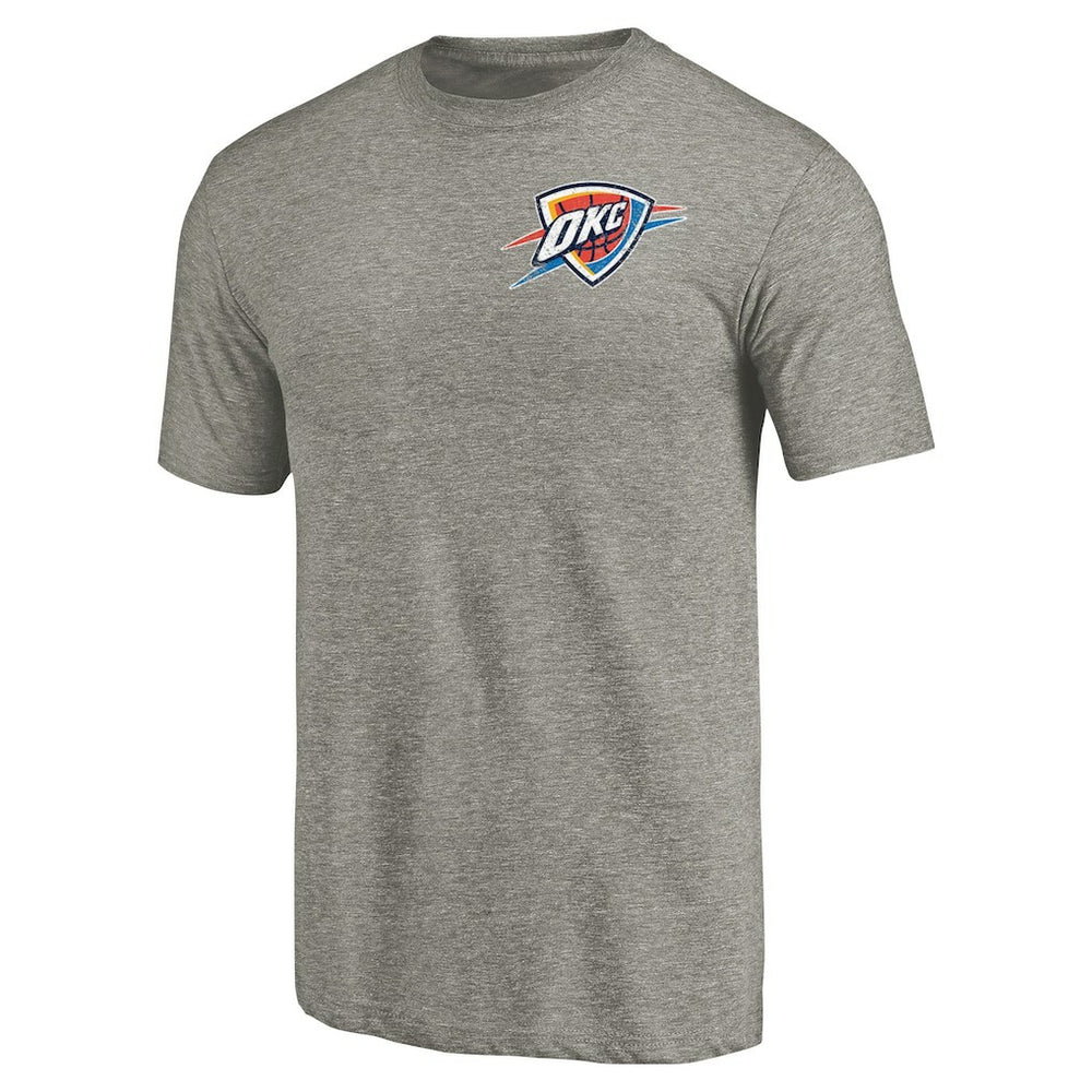 NBA - Oklahoma City Thunder Primary Logo Left Chest Distressed Tri-Blend T-Shirt - Gray