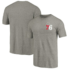 NBA - Philadelphia 76ers Primary Logo Left Chest Distressed Tri-Blend T-Shirt - Gray
