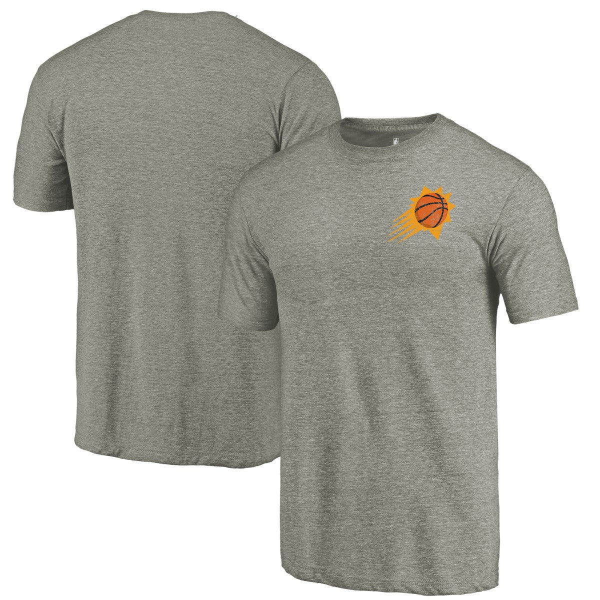 NBA - Phoenix Suns Primary Logo Left Chest Distressed Tri-Blend T-Shirt - Gray