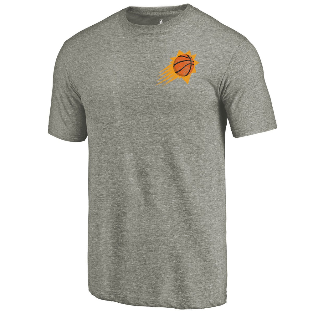 NBA - Phoenix Suns Primary Logo Left Chest Distressed Tri-Blend T-Shirt - Gray