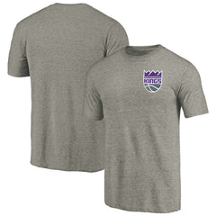 NBA - Sacramento Kings Primary Logo Left Chest Distressed Tri-Blend T-Shirt - Gray