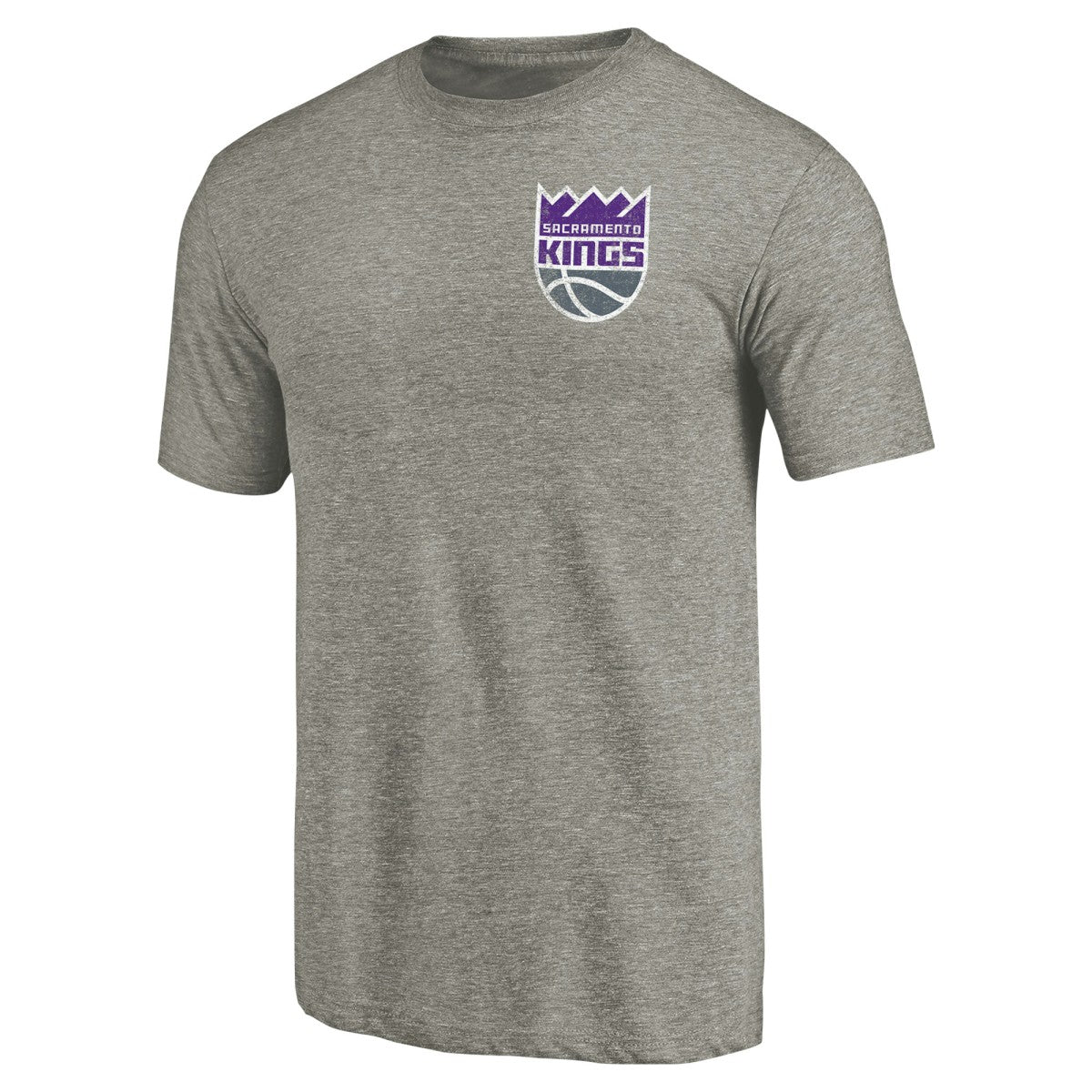 NBA - Sacramento Kings Primary Logo Left Chest Distressed Tri-Blend T-Shirt - Gray