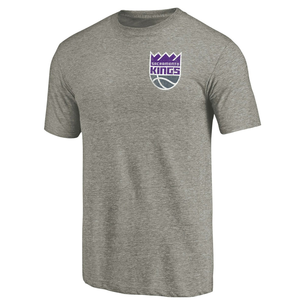 NBA - Sacramento Kings Primary Logo Left Chest Distressed Tri-Blend T-Shirt - Gray