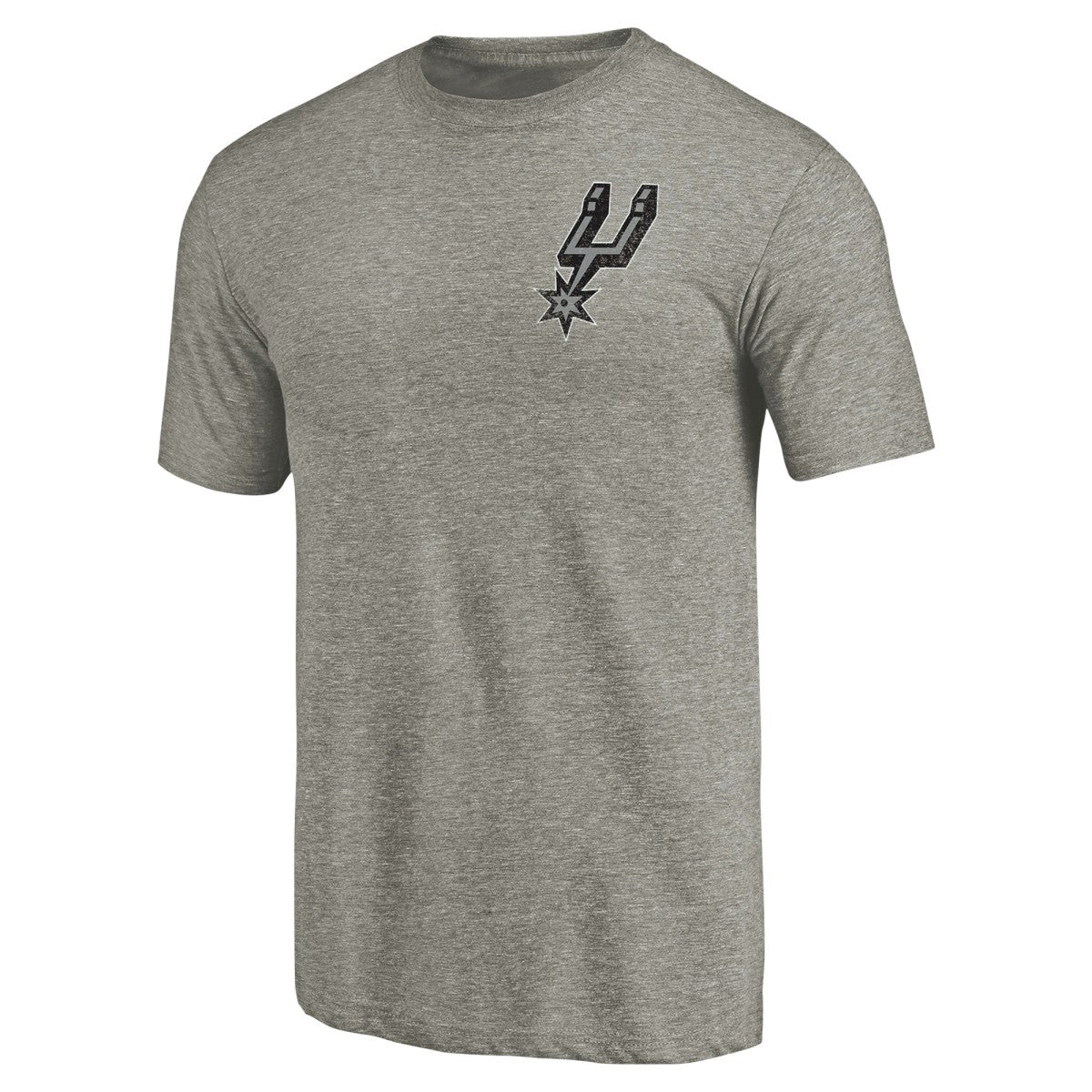 NBA - San Antonio Spurs Primary Logo Left Chest Distressed Tri-Blend T-Shirt - Gray