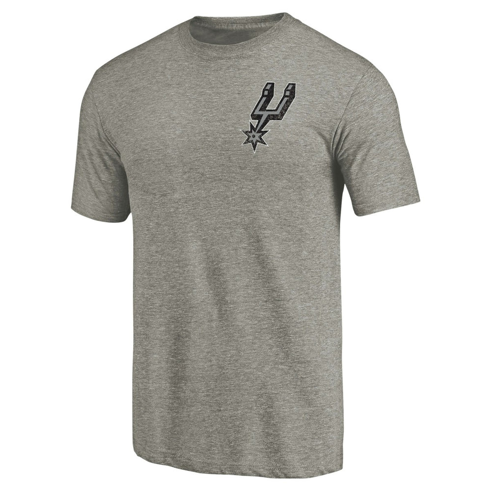 NBA - San Antonio Spurs Primary Logo Left Chest Distressed Tri-Blend T-Shirt - Gray