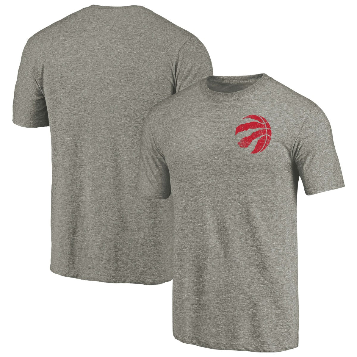NBA - Toronto Raptors Primary Logo Left Chest Distressed Tri-Blend T-Shirt - Gray